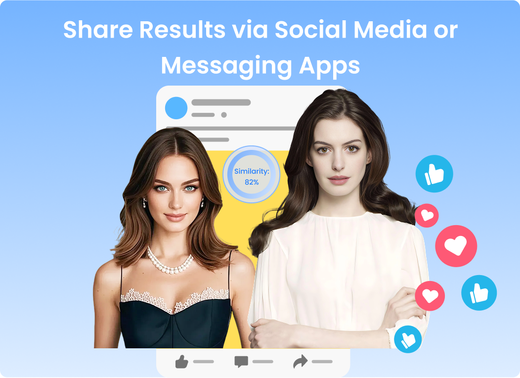 Share celebrity look-alike results on social media